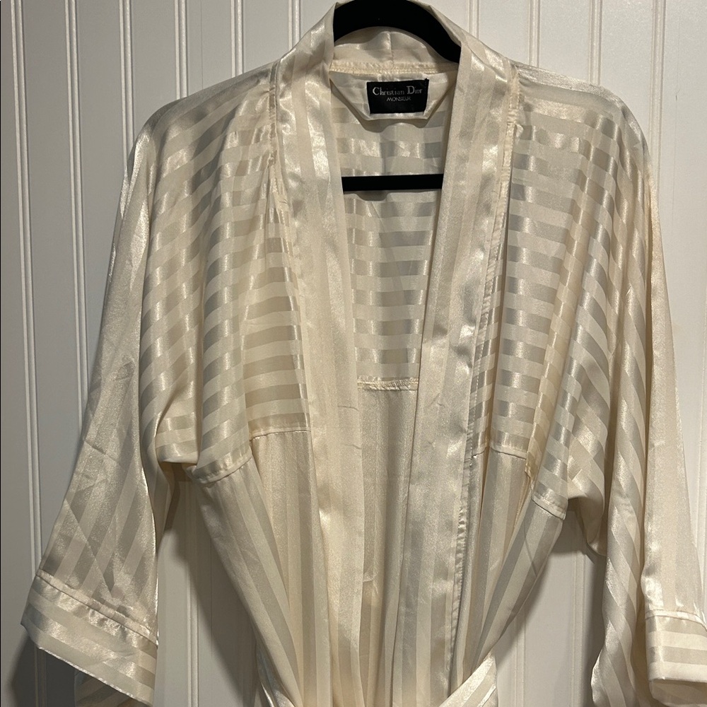 Christian Dior Monsieur vintage Cream Satin Robe